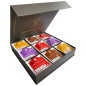 Preview: Exklusive Bio-Tee Geschenkbox mit 9 verschiedenen Früchte-, Kräuter - & Rotbuschtees,  45 Pyramiden (127,5g), einzeln kuvertiert