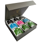 Preview: Exklusive Bio-Tee Geschenkbox mit 9 verschiedenen schwarzen, grünen & weißen Tees,  45 Pyramiden (135g), einzeln kuvertiert
