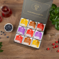 Preview: Exklusive Bio-Tee Geschenkbox mit 9 verschiedenen Früchte-, Kräuter - & Rotbuschtees,  45 Pyramiden (127,5g), einzeln kuvertiert