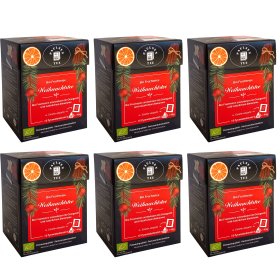 Bio Früchtetee Weihnachtstee, -Set- 6 Faltschachteln mit je 15 Pyramidenbeutel einzeln kuvertiert à 3g