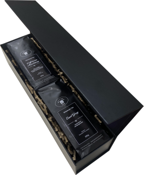 Geschenkkarton mit Magnetverschluss: 250g Earl Grey und 250g Ostfriesenmischung