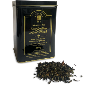 Preview: Darjeeling First Flush Ernte 2024 schwarzer Tee, Premiumqualität 350g in einer für Lebensmittel geeigneten Dose