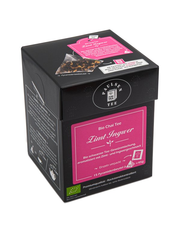 Bio Zimt Ingwer, schwarzer Tee, Chai Tee im Pyramidenbeutel