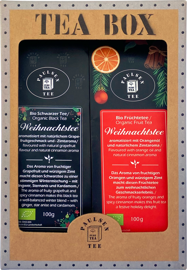 Bio Weihnachtstee Set gemischt 2x 100g, Schwarztee und Früchtetee