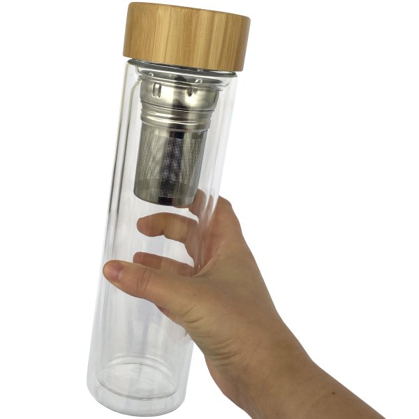 Glasflasche doppelwandig mit Infusor