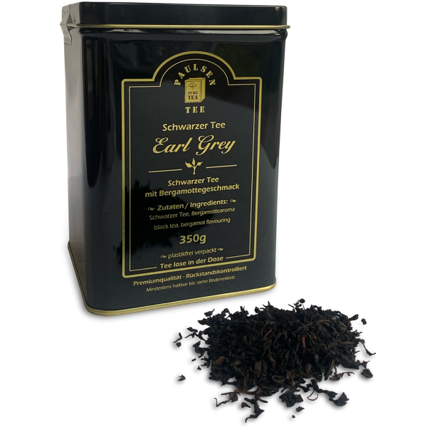 Earl Grey, Paulsen schwarzer Tee mit Bergamotte Aroma 350g in einer für Lebensmittel geeigneten Dose