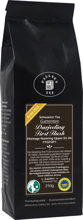 Geschenkkarton mit Magnetverschluss: 250g Darjeeling FF Gartentee Plantage Namring Upper, 2025 und 250g Assam Second Flush
