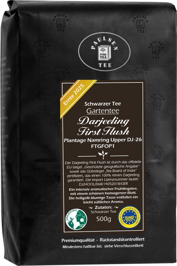 Darjeeling First Flush FTGFOP1, schwarzer Tee, Ernte 2025 - Gartentee - Plantage Namring Upper
