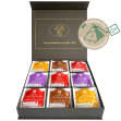 Exklusive Bio-Tee Geschenkbox mit 9 verschiedenen Früchte-, Kräuter - & Rotbuschtees,  45 Pyramiden (127,5g), einzeln kuvertiert